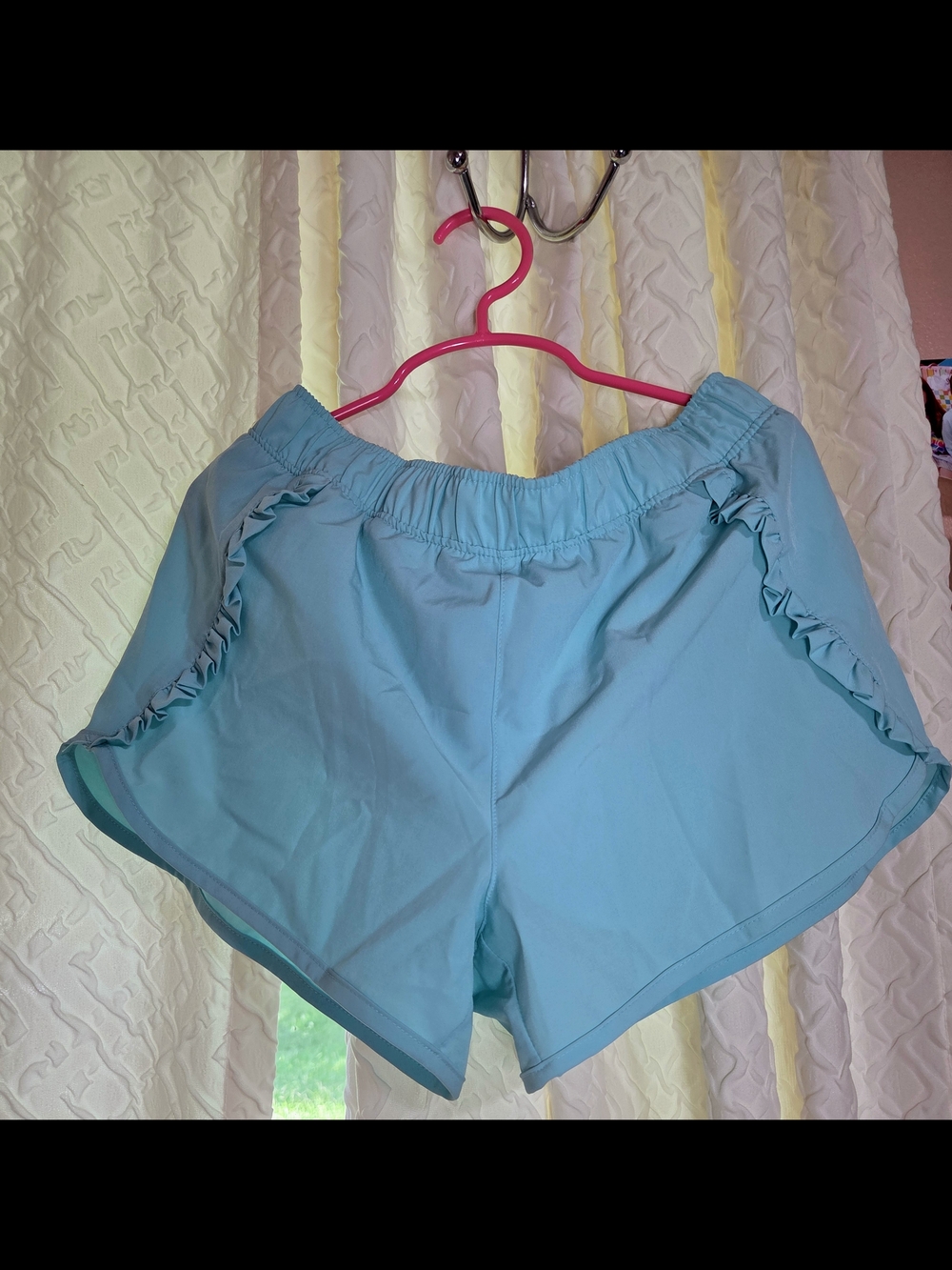 Yogalicious Light Blue Ruffle Side Kids Shorts